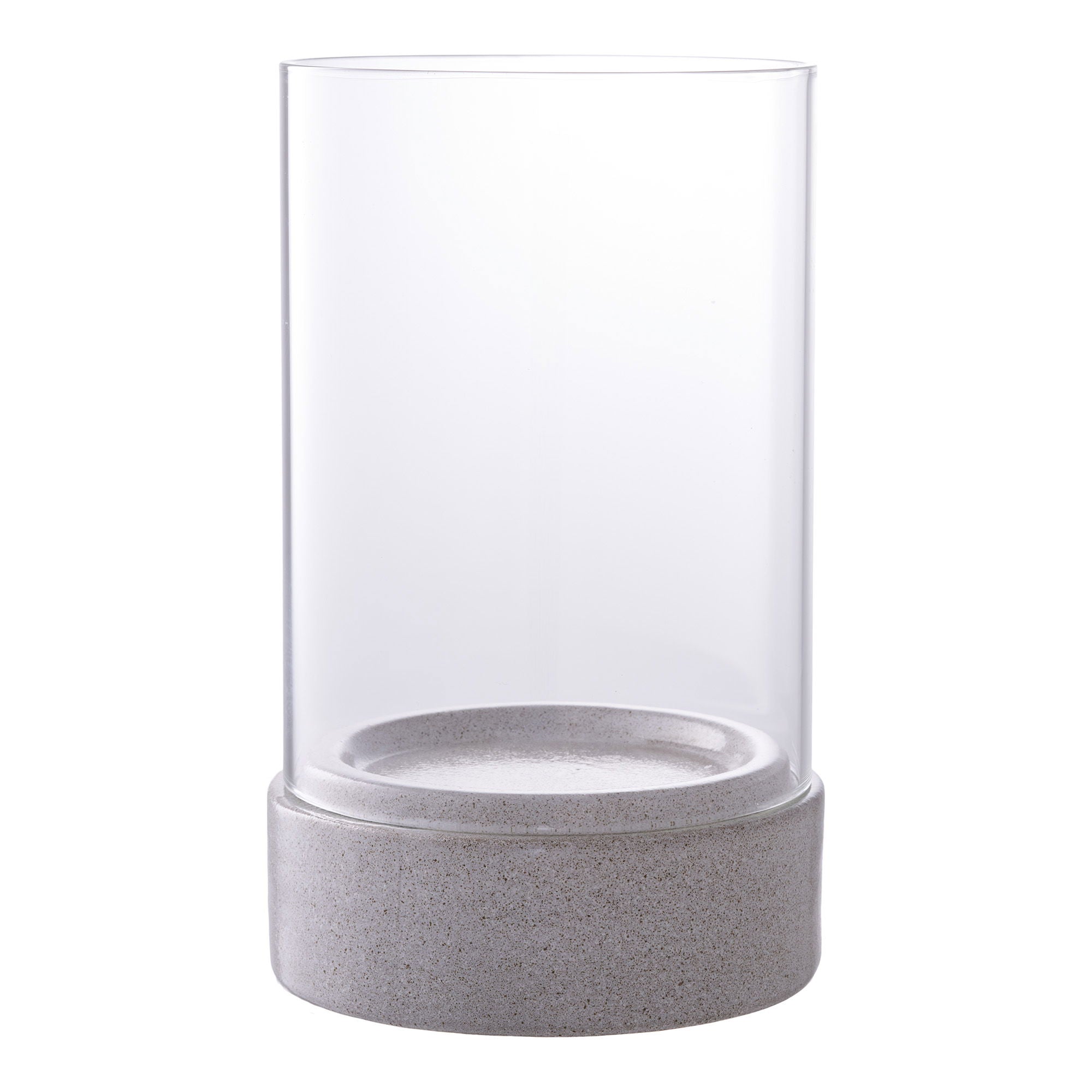 Hurricane Kerzenhalter – Glas & Keramik, grau, Ø16×25,5 cm